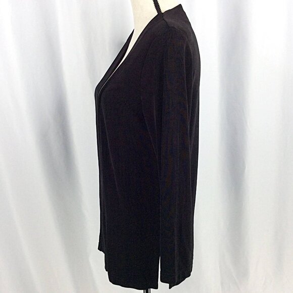 Picadilly Fashions Open Cardigan Sweater Women Small Black Slinky Acetate Travel - Picture 4 of 10